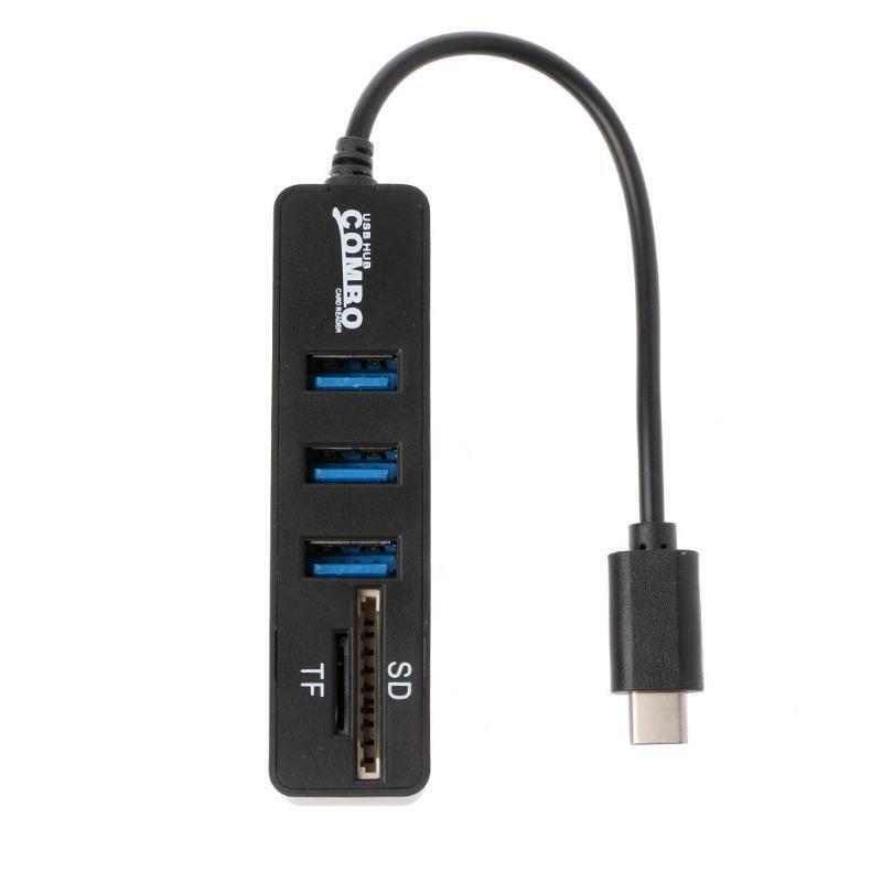 Multi-Port USB Type-C Hub 3 Port USB 2.0 Splitter High Speed SD TF Card Reader