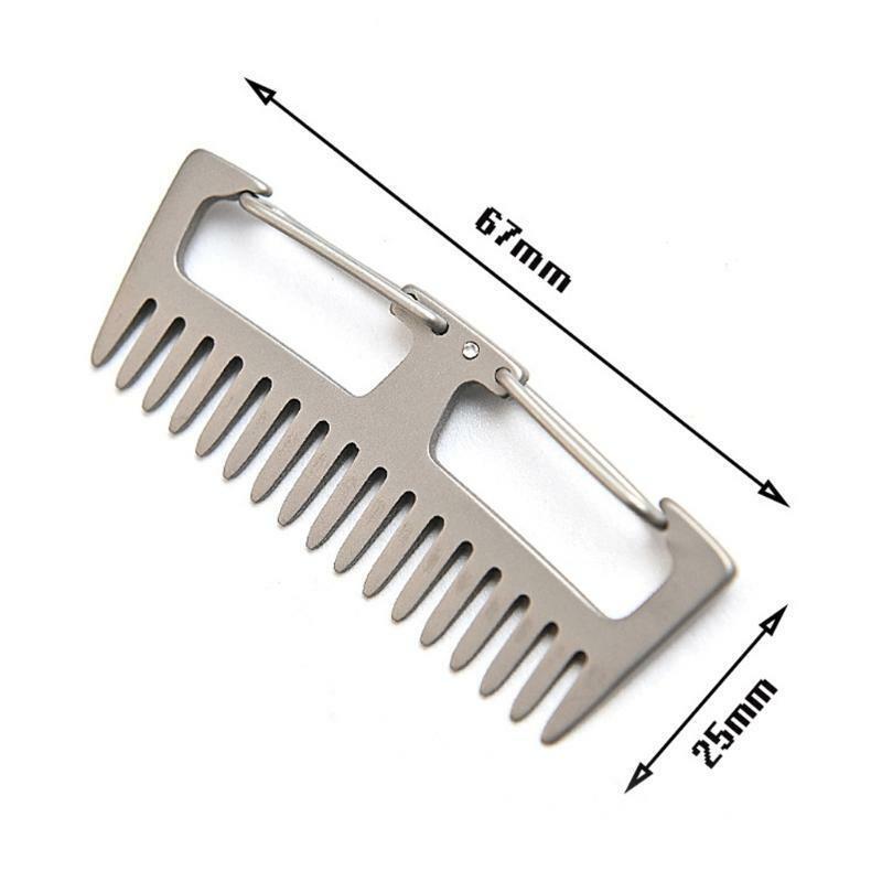 Pure Titanium Hair Comb Anti Static EDC Carabiner Pocket Keychain Hanging Buckle
