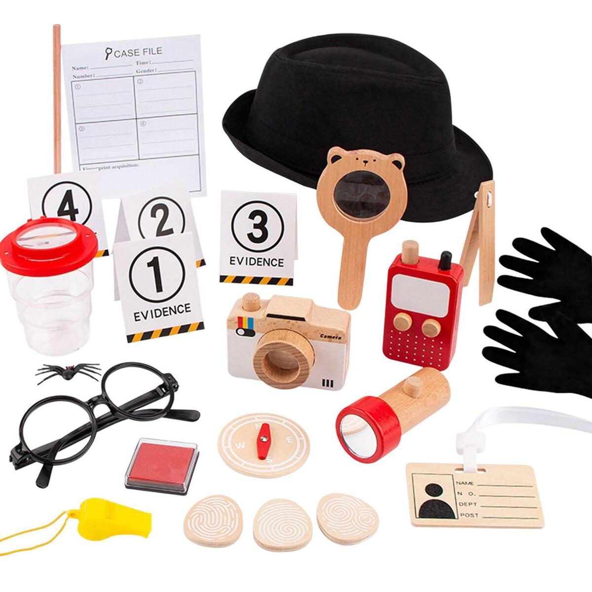 Detective Costume Evidence Card Compass Fingerprint Gloves for Toddlers Kids
