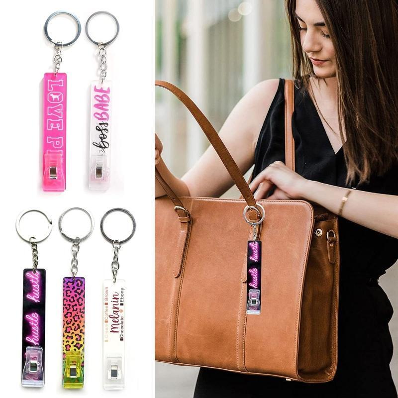 5 pieces/set Acrylic Card Grabber Keychain Long Nail Card ATM Card Clip for Girl