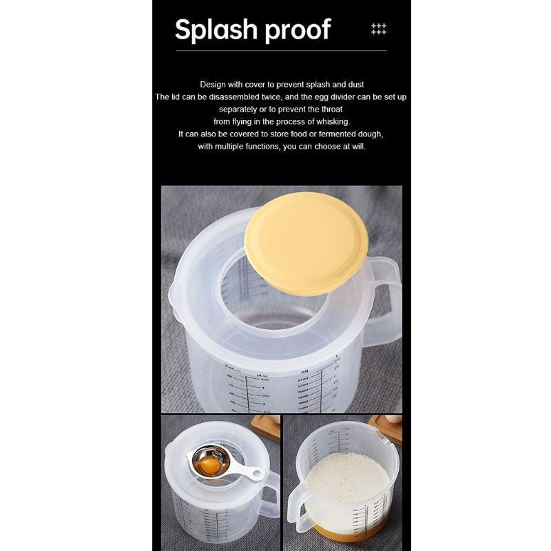 2.5L Baking Measuring Cup Scale Mixing Bowl with Lid Transparent Home Mixing Cup