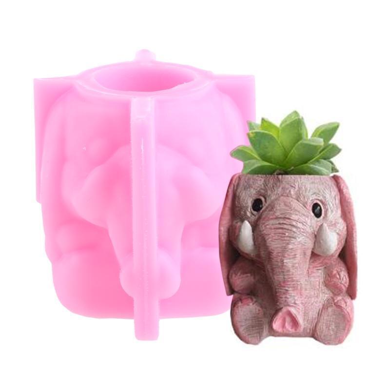 Elephant Flowerpot Pen Holder UV Epoxy Mold Cement Plaster Clay Silicone Mould