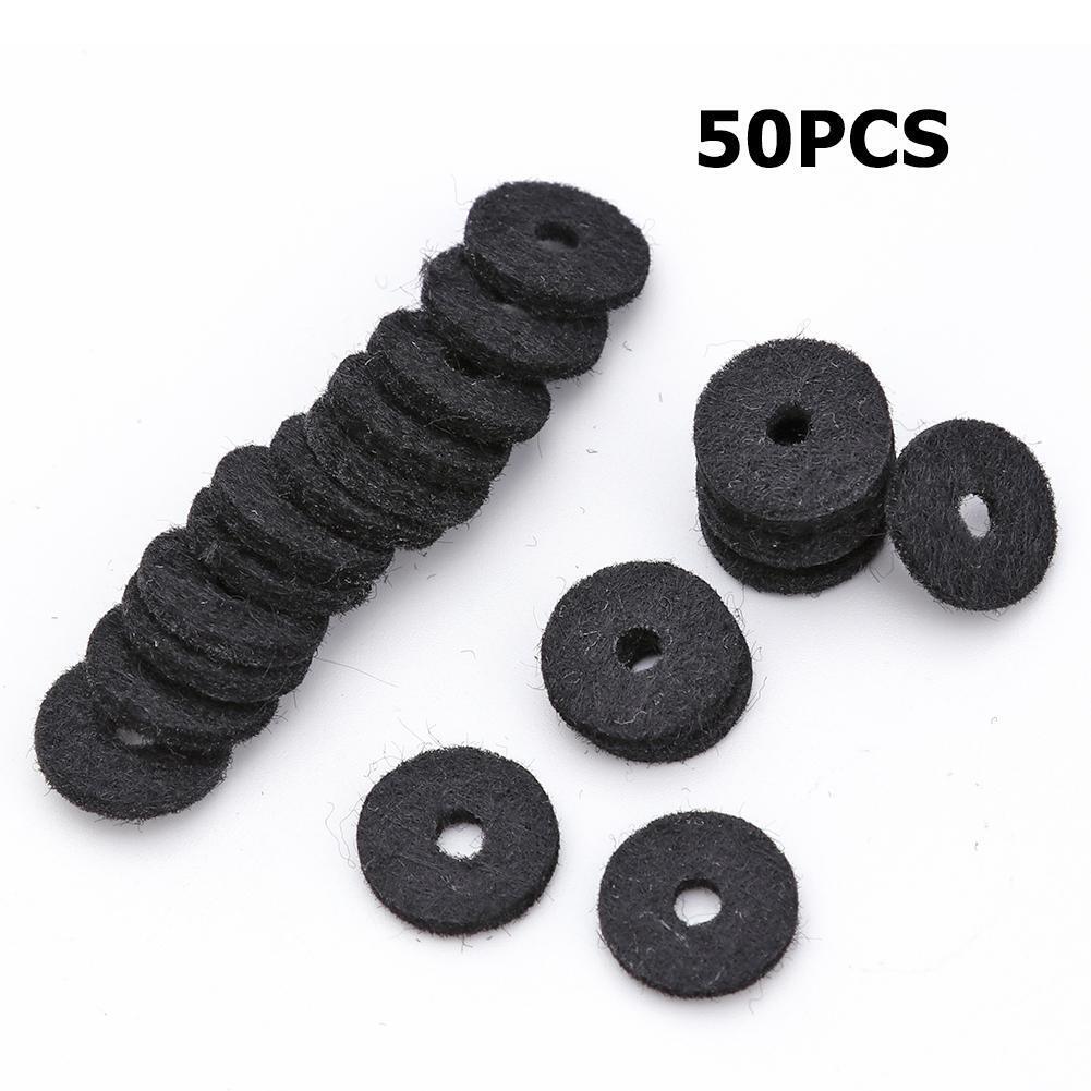 50pcs Guitar Strap Lock Felt Gasket Electric Guitar Belt Cushions (Black)
