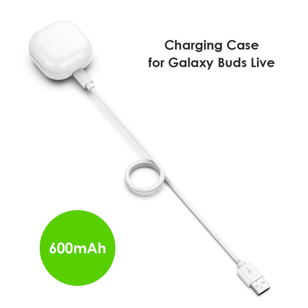 Earphone Charger Cable Charging Protective Box for Galaxy Buds Live (White)