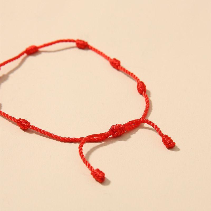 2Pcs 7 Knots Lover Red String Friendship Bracelet Attract Wealth Amulet Success