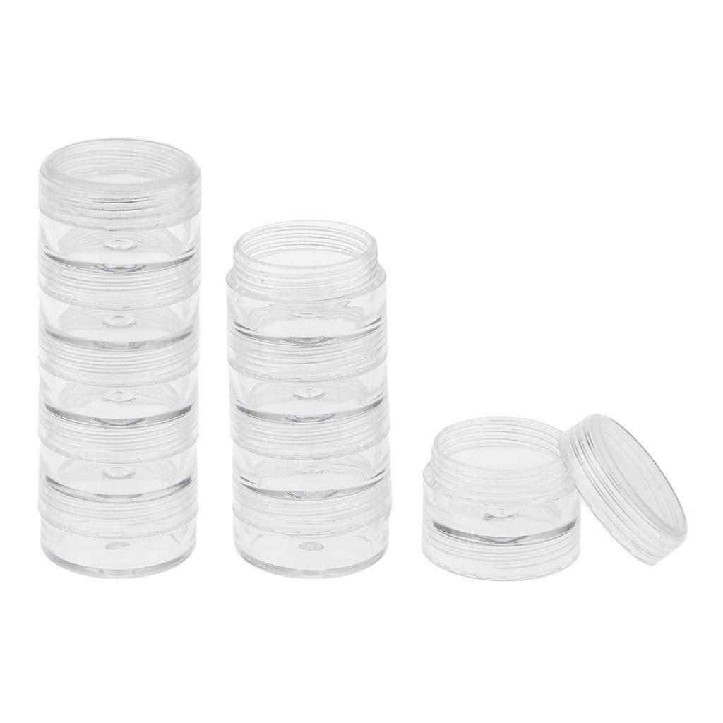 30Box Clear Round Plastic Stackable Containers Box Jar Organizer for Diamond