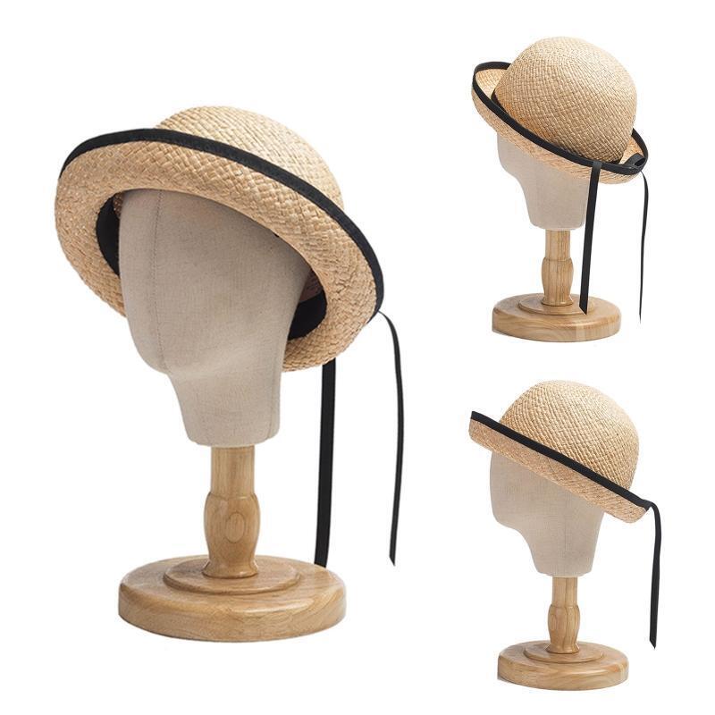 Lovely Ribbon Bowknot Dome Top Hat Children Straw Hat Sun Protection for Party