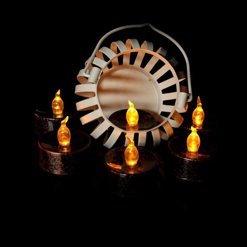 12 Pcs Plated Black Candles Battery Operated Tea light Flameless LED Electronic