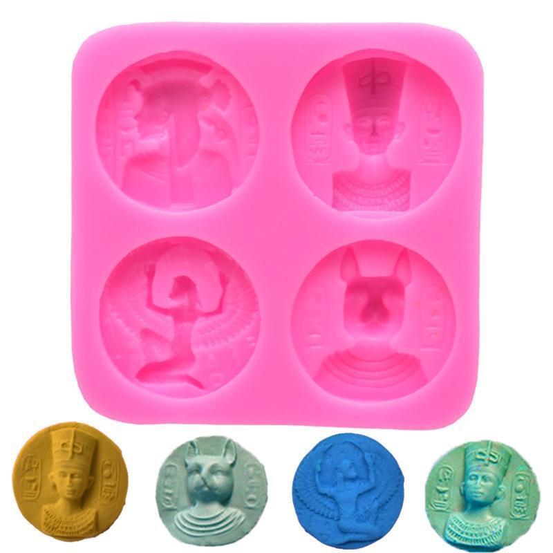 Fondant Moulds Silicone Chocolate Mould Baking Tool Egyptian Pharaohs Coin Shape