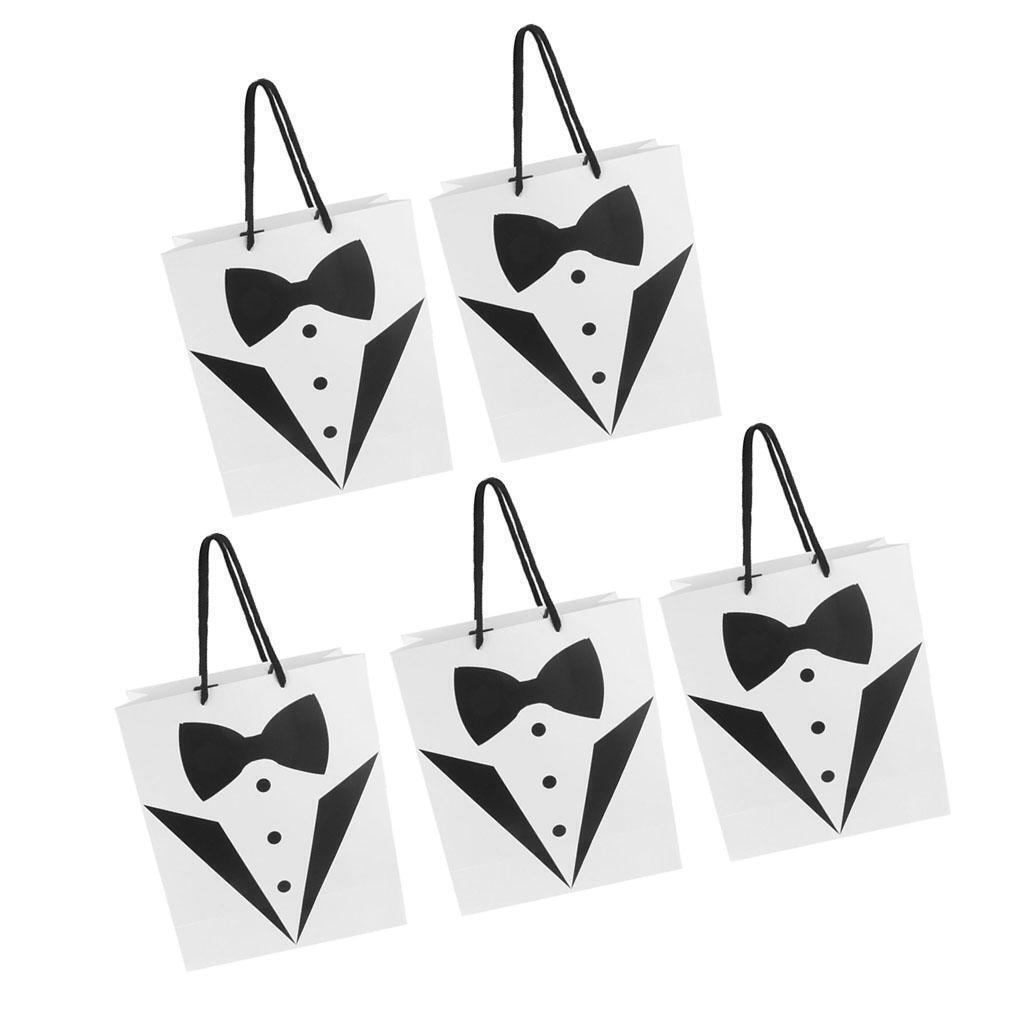 5x Fashion Paper Tuxedo Shopping Carry Bags Wedding Gift Bag with Handle