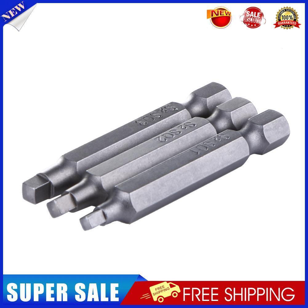 3pcs 50mm 1/4 Inch Metal Magnetic Square Head Screwdriver Bits Hand Tools