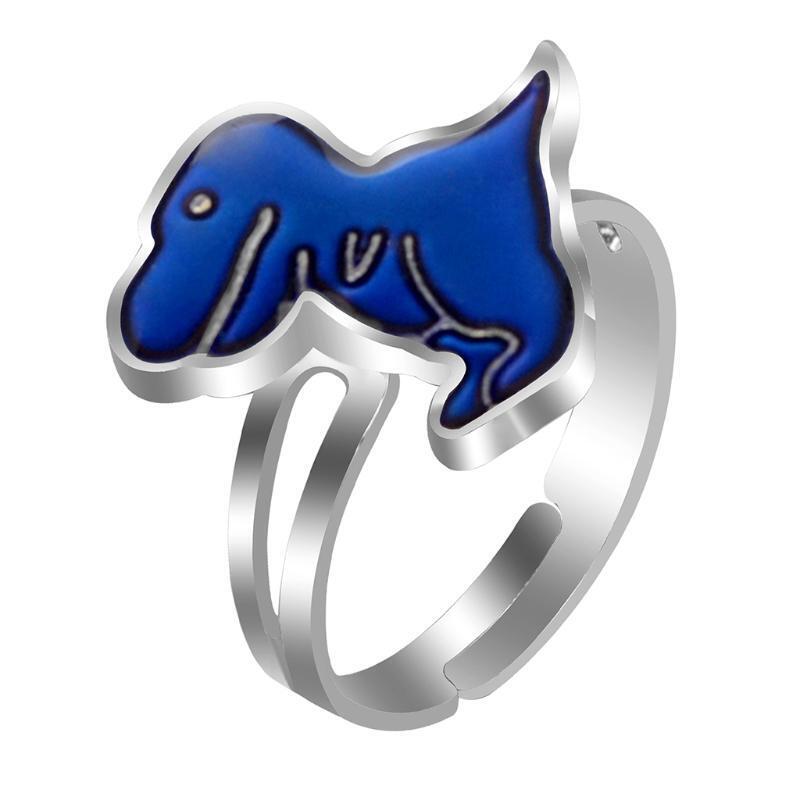 Fashion Thermochromic Ring Cute Cartoon Animal Tyrannosaurus Opening Adjustable