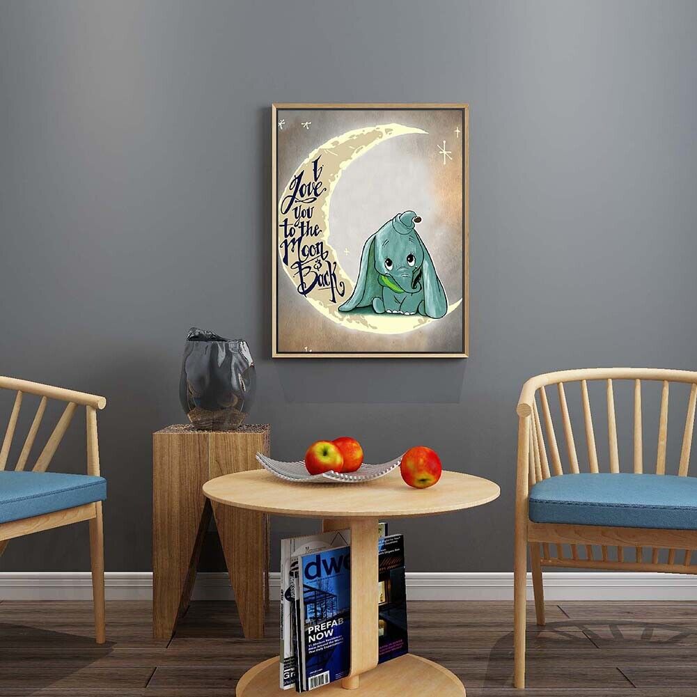 Baby Elephant on the Moon 5D DIY Full Square Drill Diamond Painting Mosaic