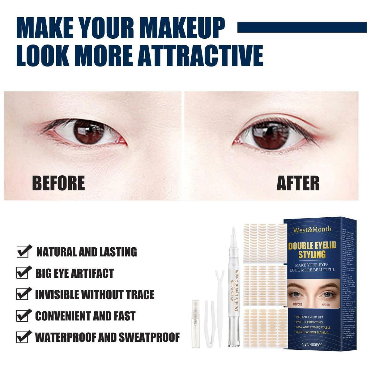 480x Invisible Double Eyelid Tape Self Adhesive Big Eye Breathable