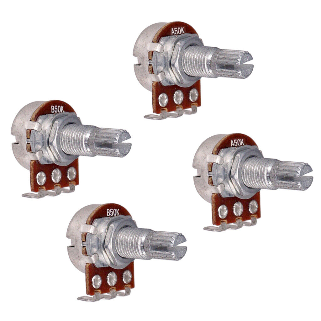 4 Pieces A50K/B50K Long Split Shaft  Taper Low Friction Potentiometers