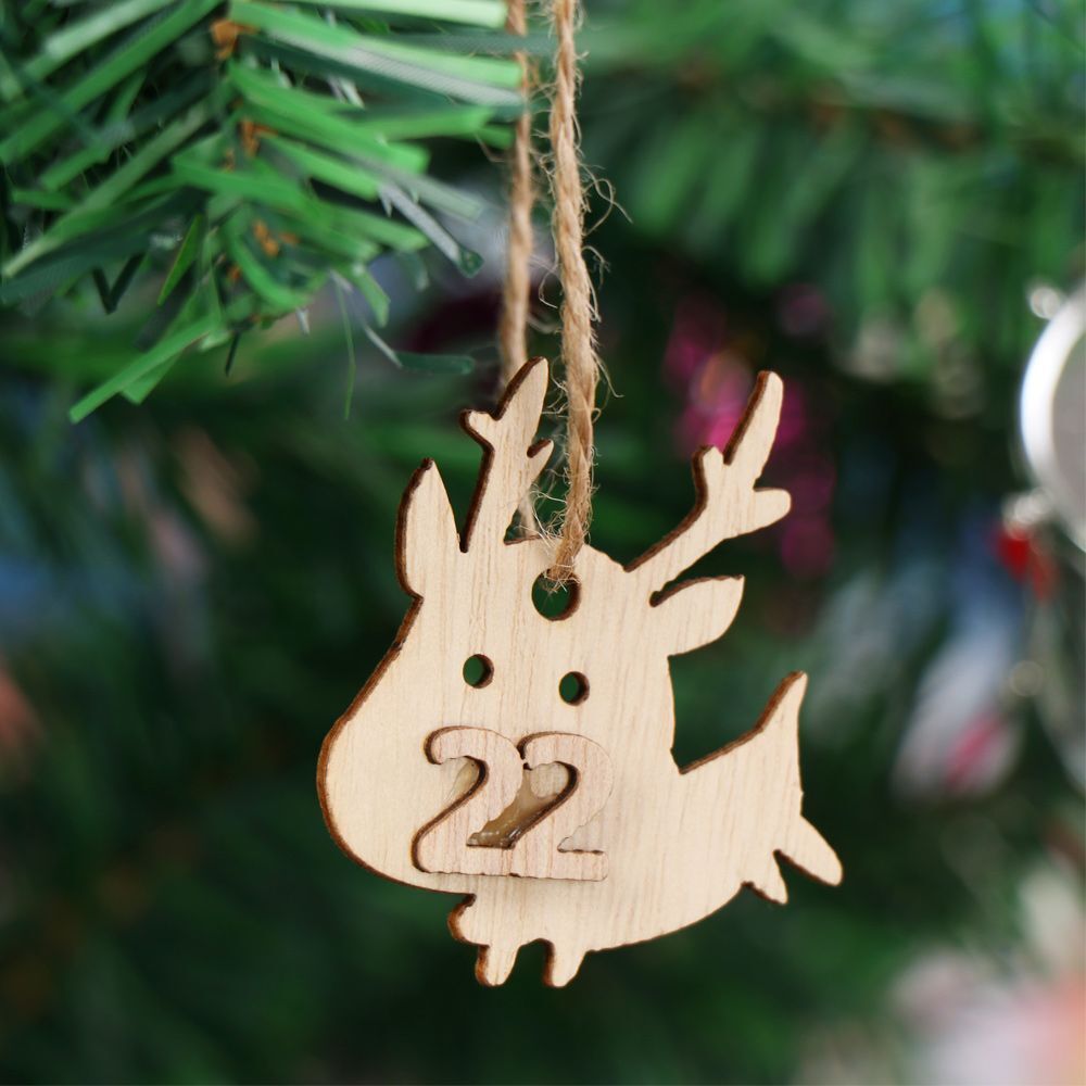 Countdown Hanging Tags Number Label Wooden Pendant Christmas Advent Calendar