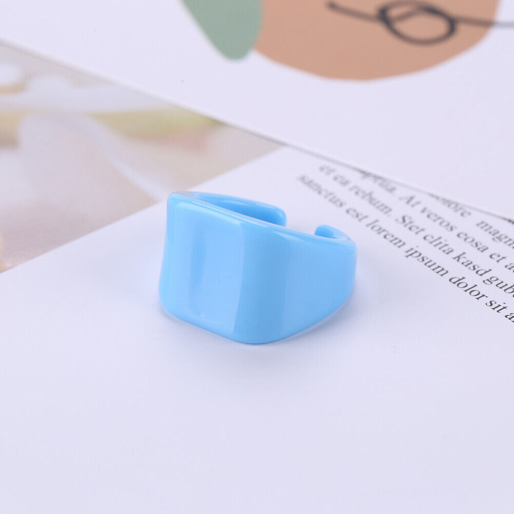 Color Oil Geometric Hand-painted Jelly Open Rings Women Party Jewelry (E)