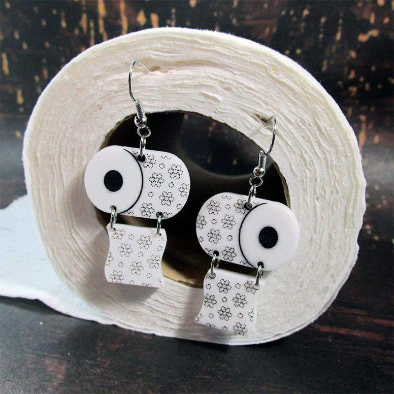 Funny Acrylic Paper Roll Earrings Tissue Paper Drop Earrings Fashion Jewelry