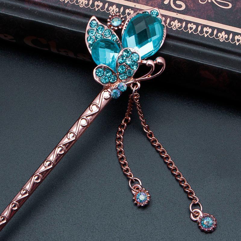 Various Fashion Women Elegant Bobby Pin Colorful Hairpin Rhinestone Hair Stick