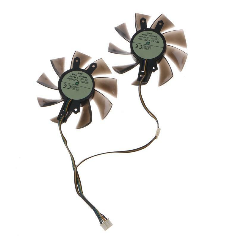 2PC T128010SU 4Pin Graphics Card Cooling VGA Fan for Gigabyte GTX 1060 12V 0.35A