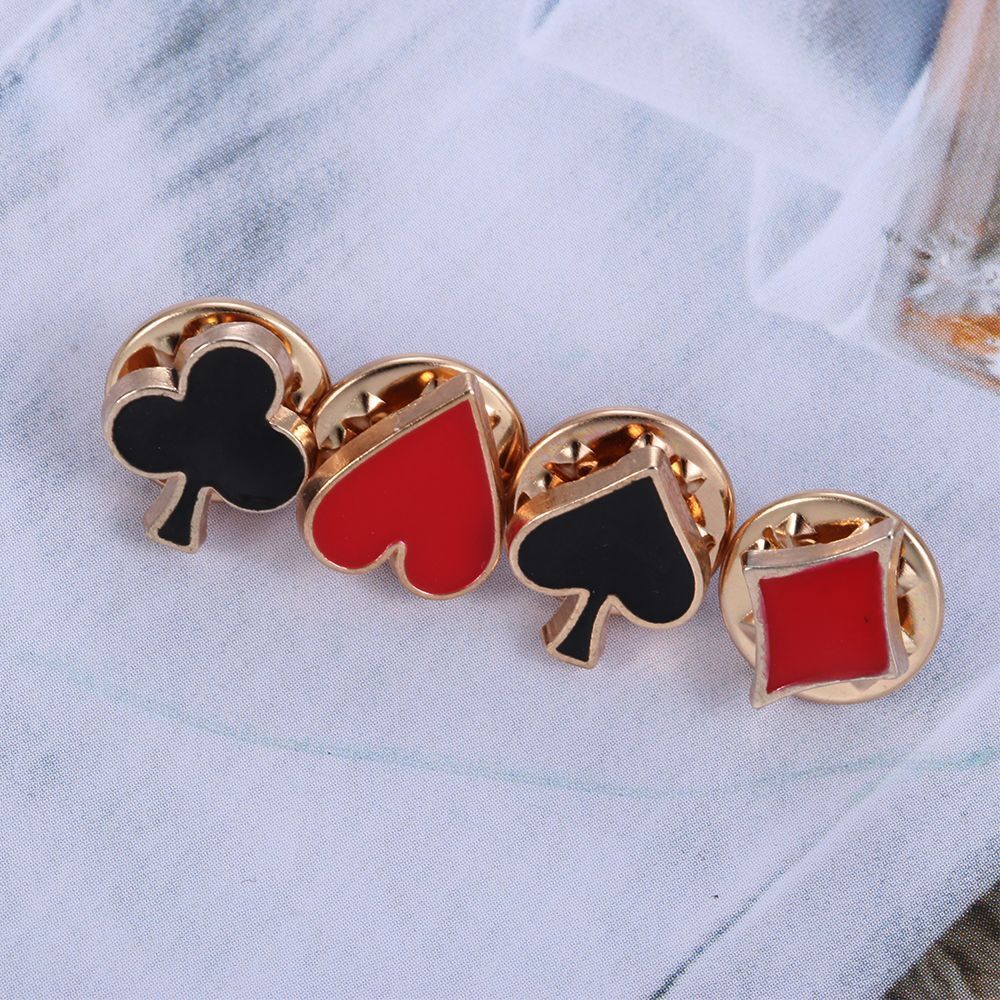 Accessories Poker Shaped Club Alloy Badges Brooches Collar Pins Boutonniere