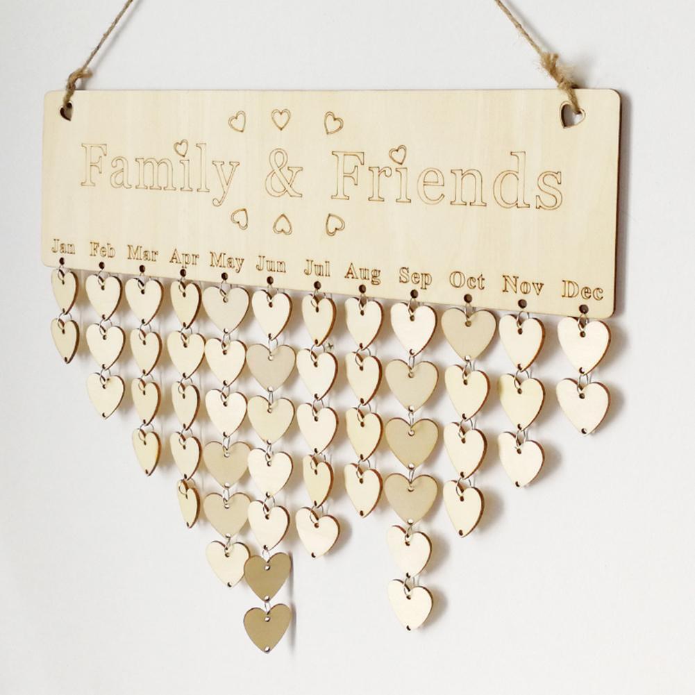 Wooden Family Friends Date Reminder Sign DIY Calendar Board Home Decor(Love