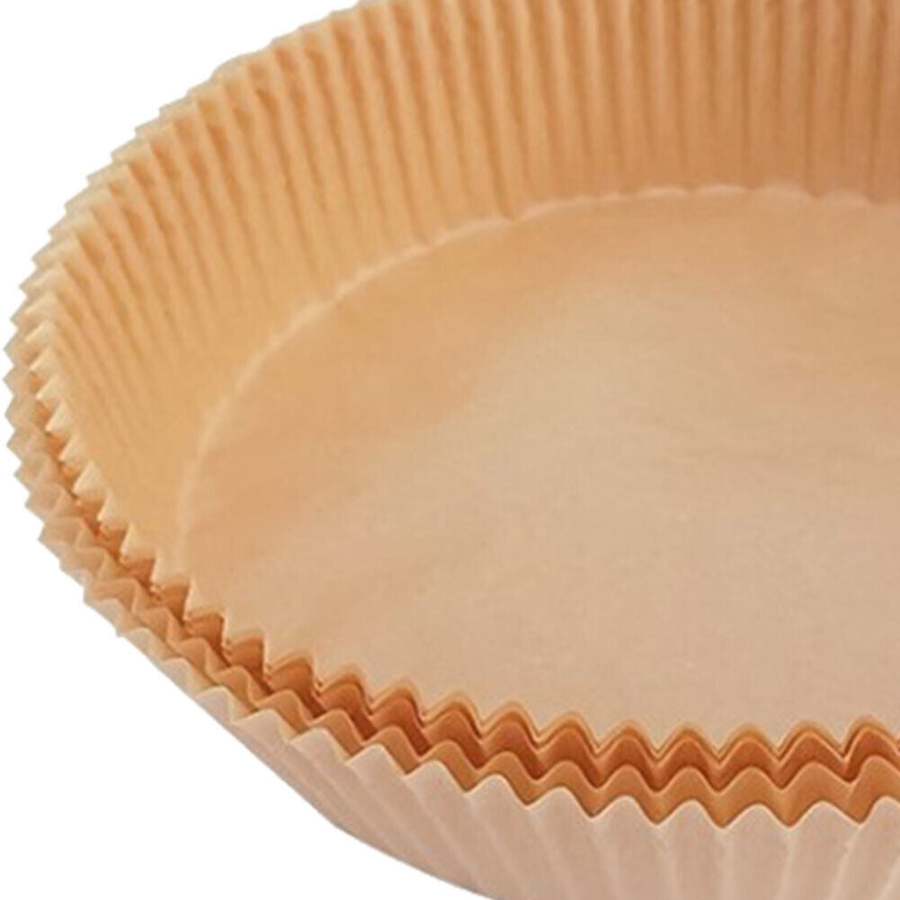50x Air Fryer Disposable Paper Liner Wood Pulp Steamer Baking Mats (Brown)