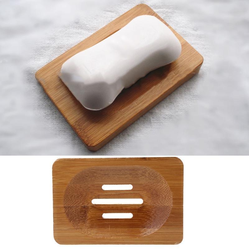 Natural Bamboo Wooden Bathroom Shower Soap Dish Storage Holder Plate Tray