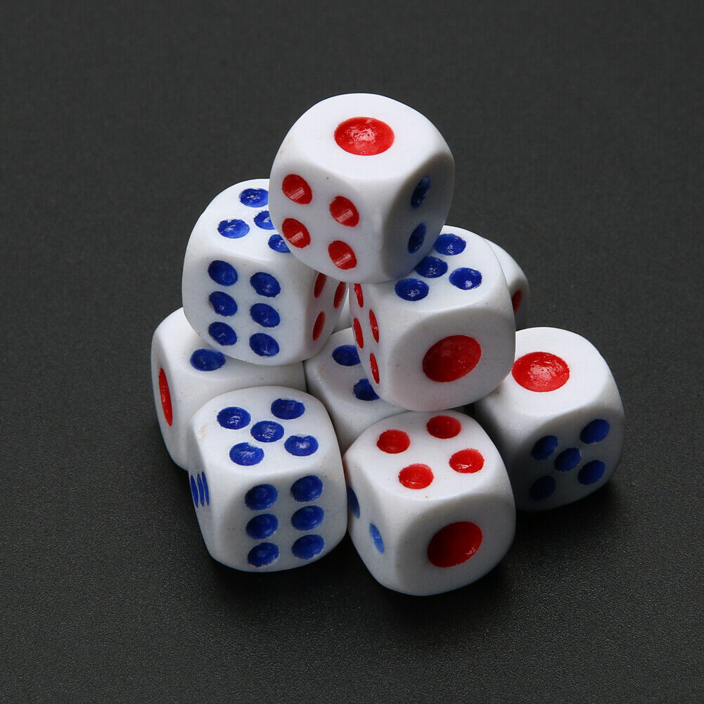 10pcs White Acrylic Round Corner Dice 6 Sided Die Portable Table Games Dice