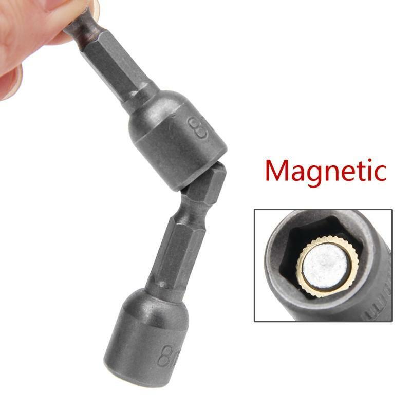10 Pcs Magnetic Nut Driver Set 8mm 5/16" Socket Adapter Hex Drill Bit