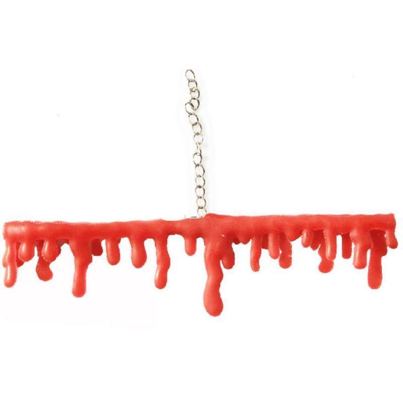 Red Blood Dripping Necklace Gothic Creepy Vampire Choker Horns Hairband Gifts