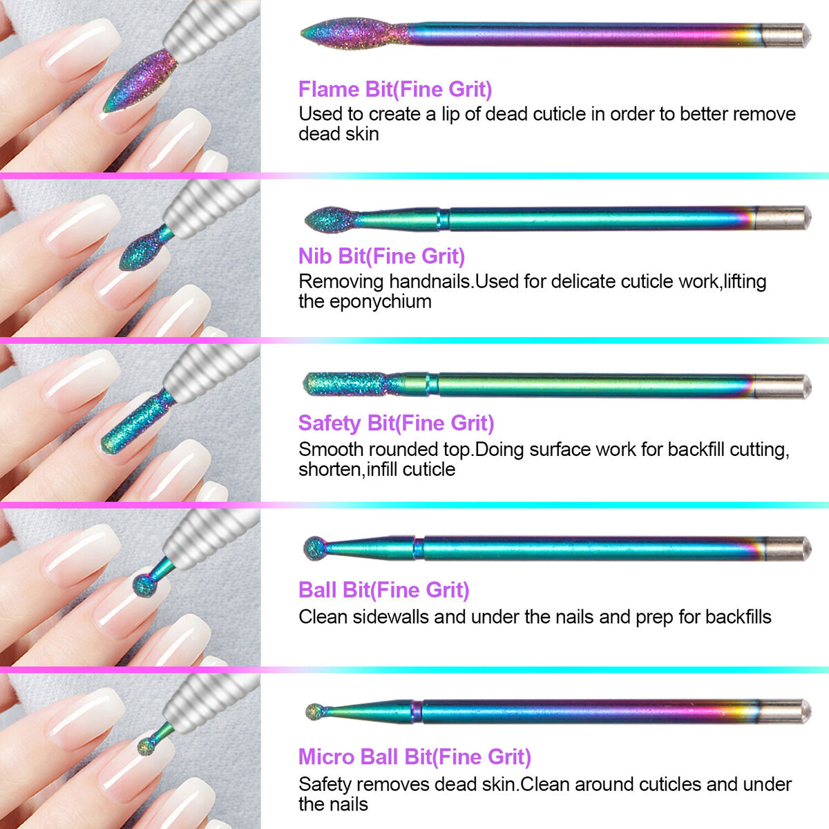 Nail Drill Bit Set Manicure Files Tungsten Steel Nail Files Manicure