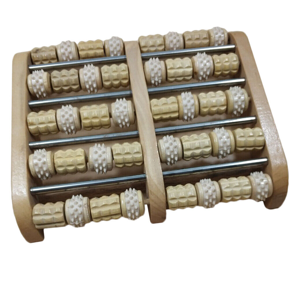 Wooden Dual Foot Massager Roller Relief Stress Massage Reflexology Tool