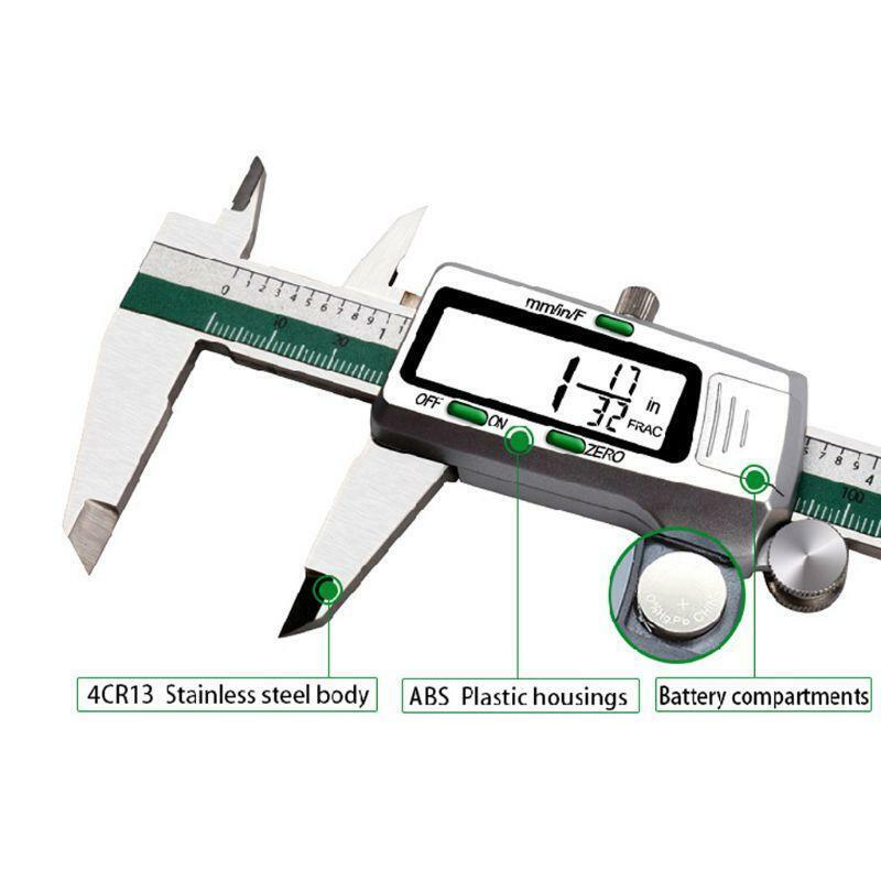 150mm Digital Vernier Caliper Stainless Steel LCD mm/in/F Electronimic Gauge