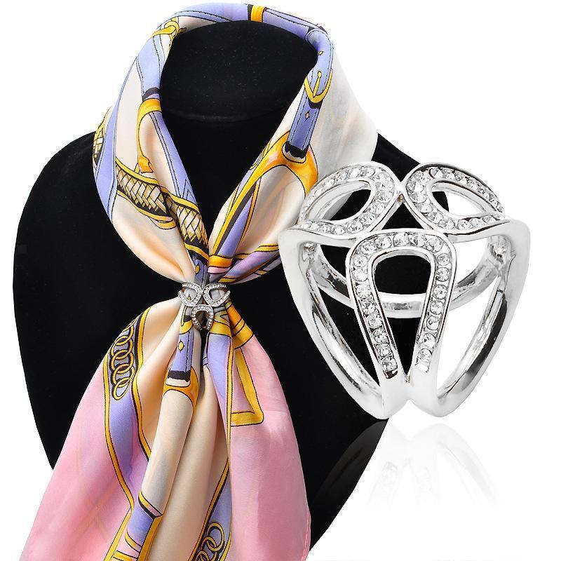 2Pack Rhinestones Scarves Ring Wrap Holder Neckerchief Clip Jewelry Gifts