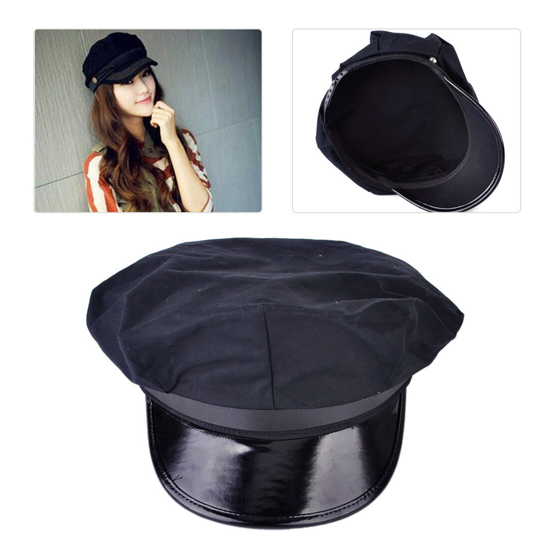 Adjustable Women Octagon Yacht Captain Skipper Sheriff Hat Cap Costume Party Li