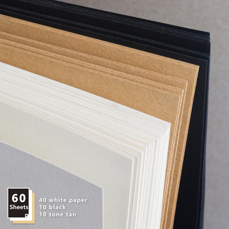 60 Sheets Sketch Pad Hardcover Sketchbook Hardcover with Three Colors of Paper