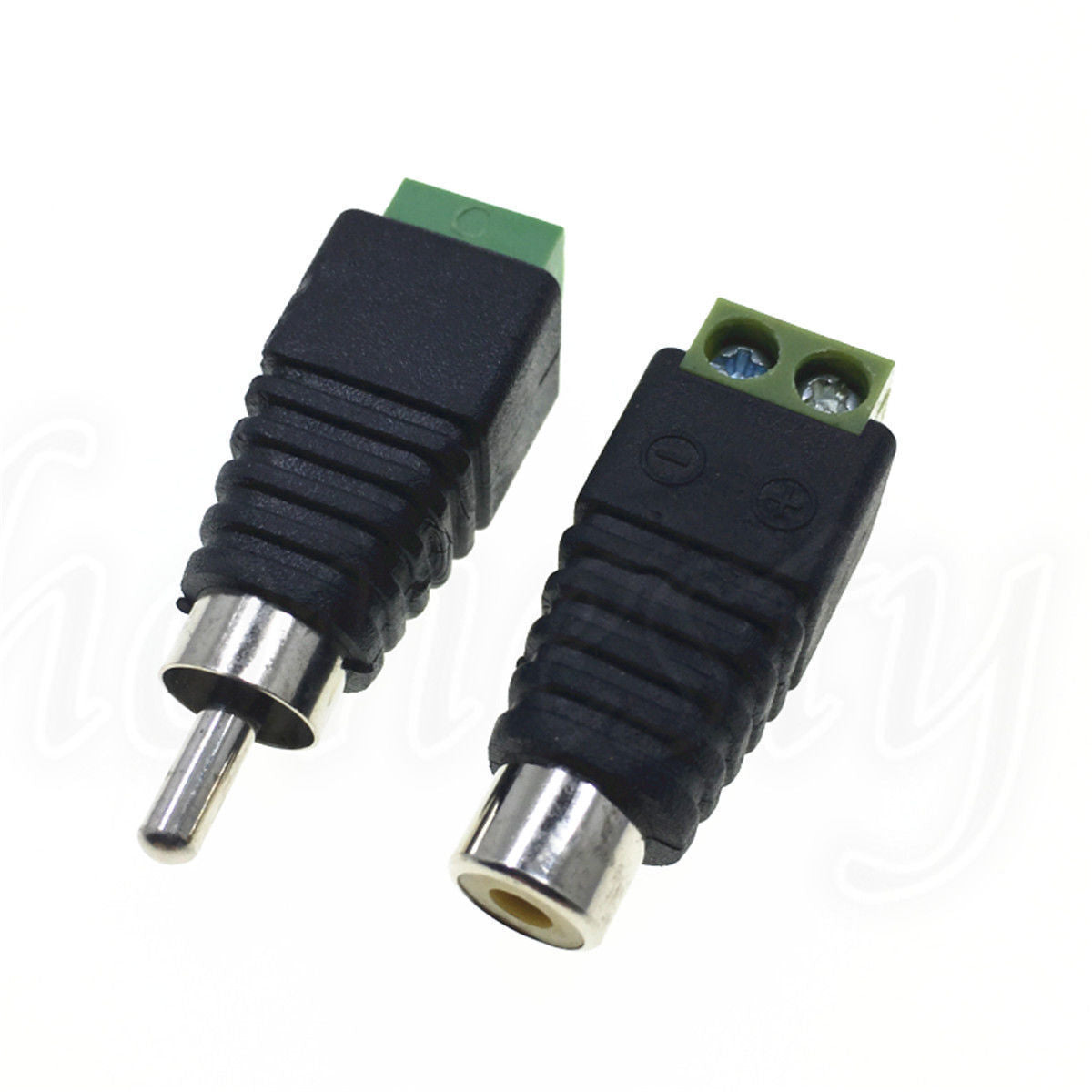 2 Pairs Speaker Wire cable to female & male RCA Connector Adapter Jack Plug LED