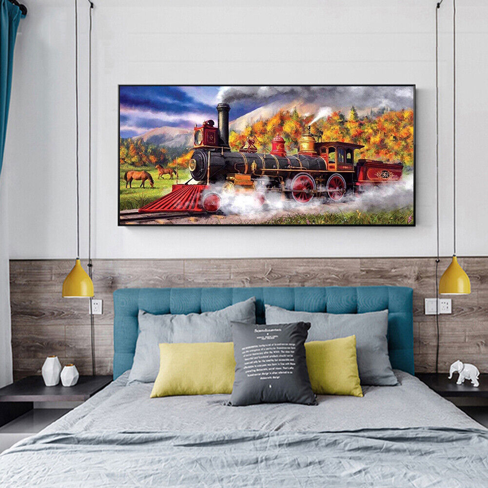 5D Train Full Drill Round Diamond Painting DIY Mosaic Picture Home Decor
