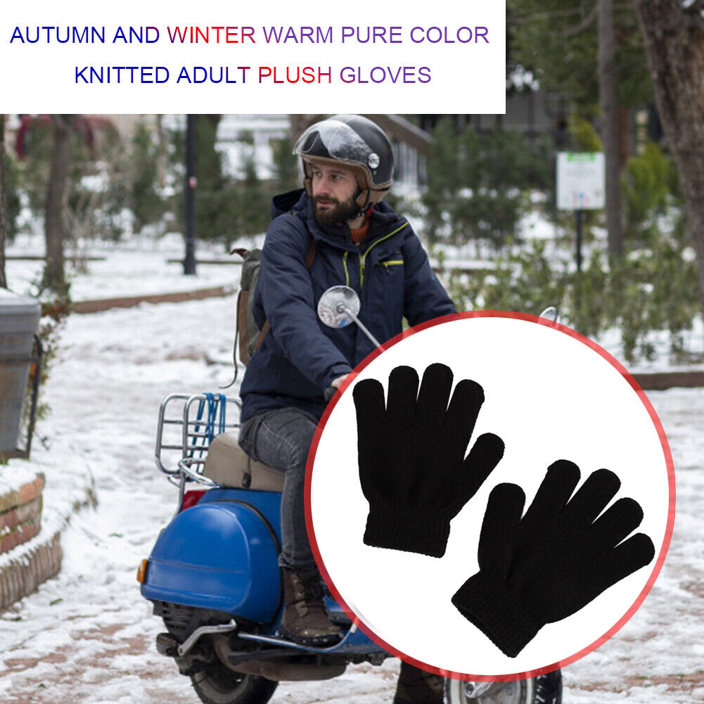 Women Men Warm Winter Gloves Full Finger Knitted Stretch Camping Mittens