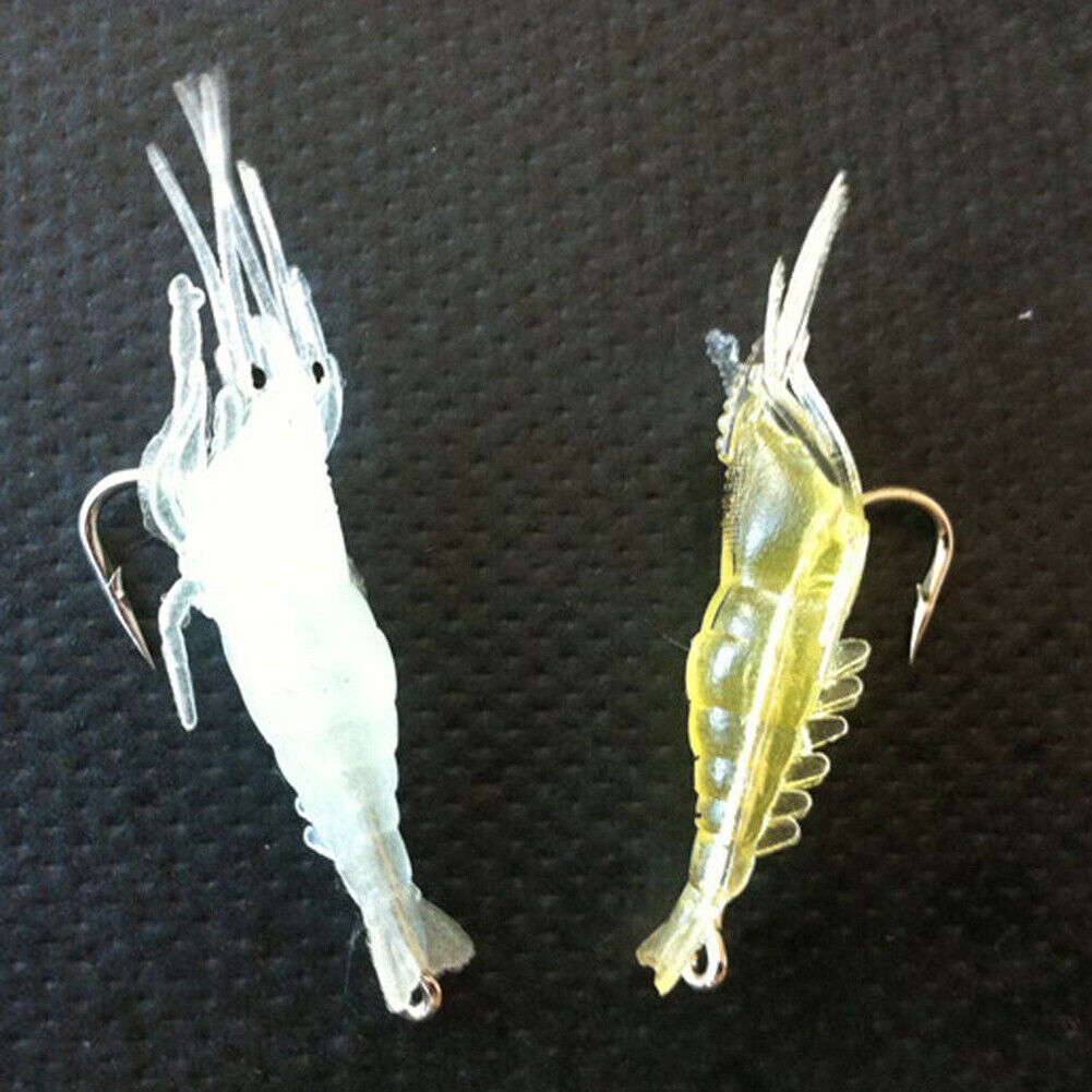 9Pcs Soft Shrimp Fishing Bait Worm Lures Hook Crankbaits Hooks Baits Tackle