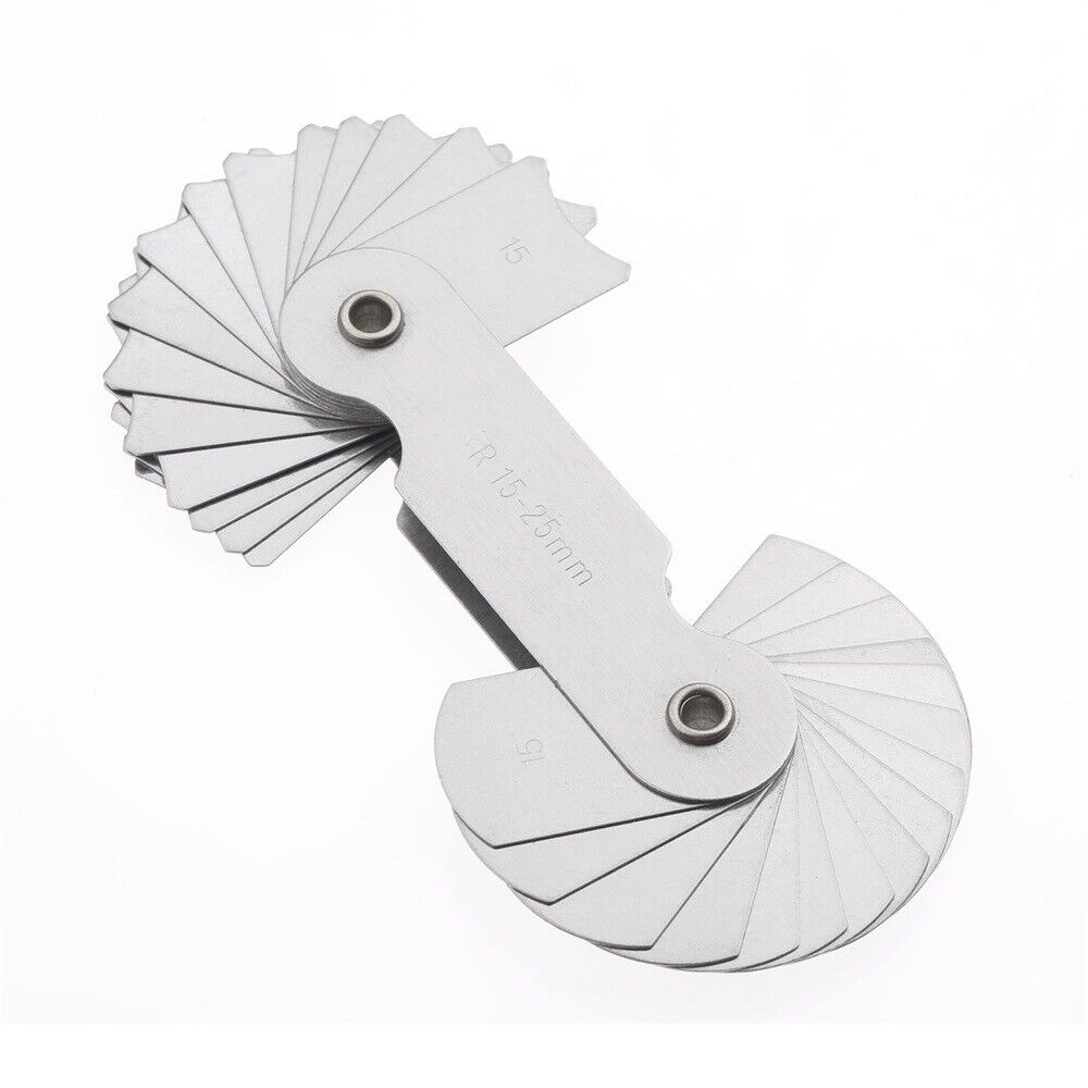 R15-25mm Radius Gauge Gage 32 Blades Metalworking Measuring Tool Stainless Steel
