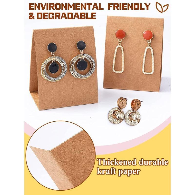 100Pcs Standing Earring Display Cards with 200x Earplug Earring Card Holders