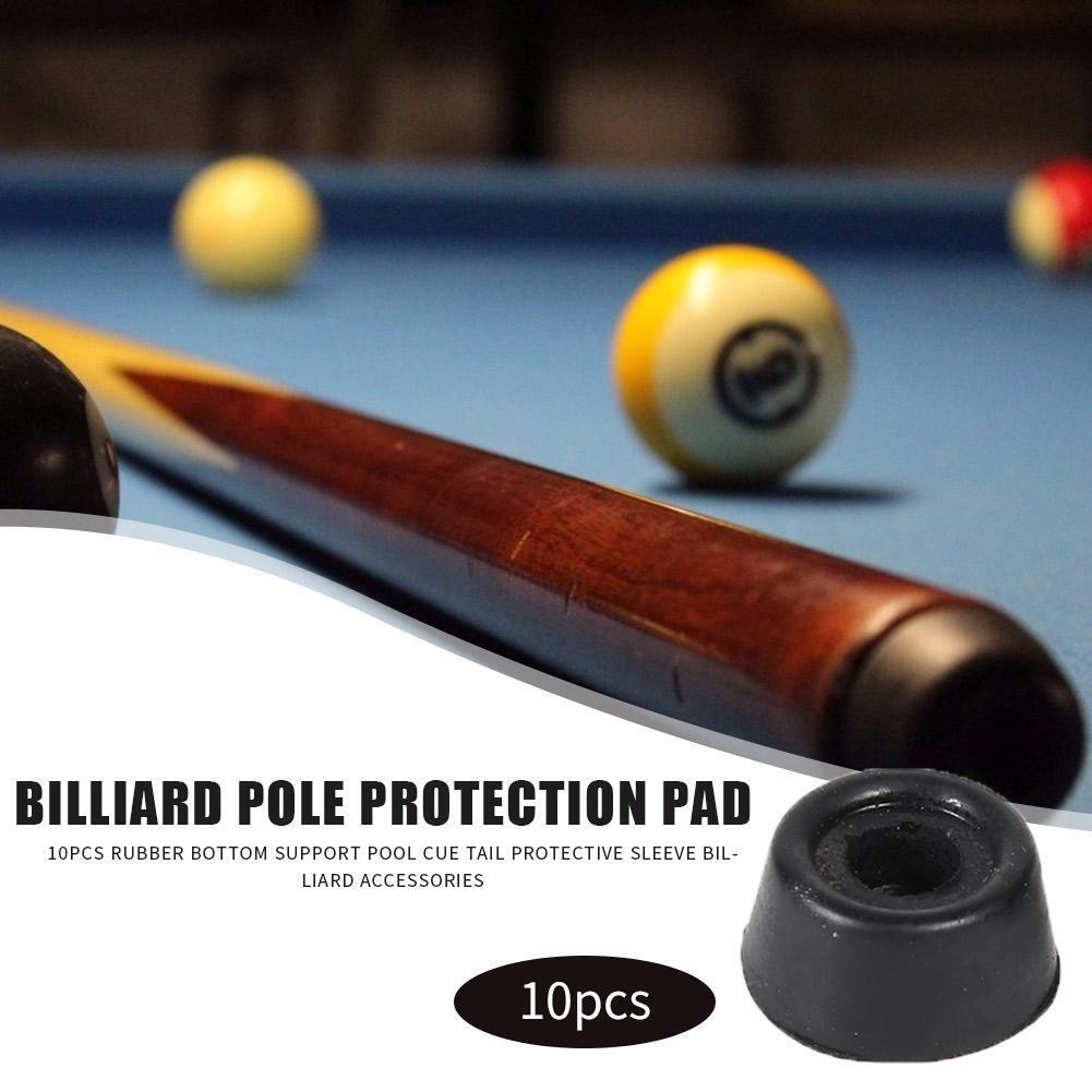 10pcs Pool Cue Tail Protective Sleeve Billiard Rubber Bottom Support Pad