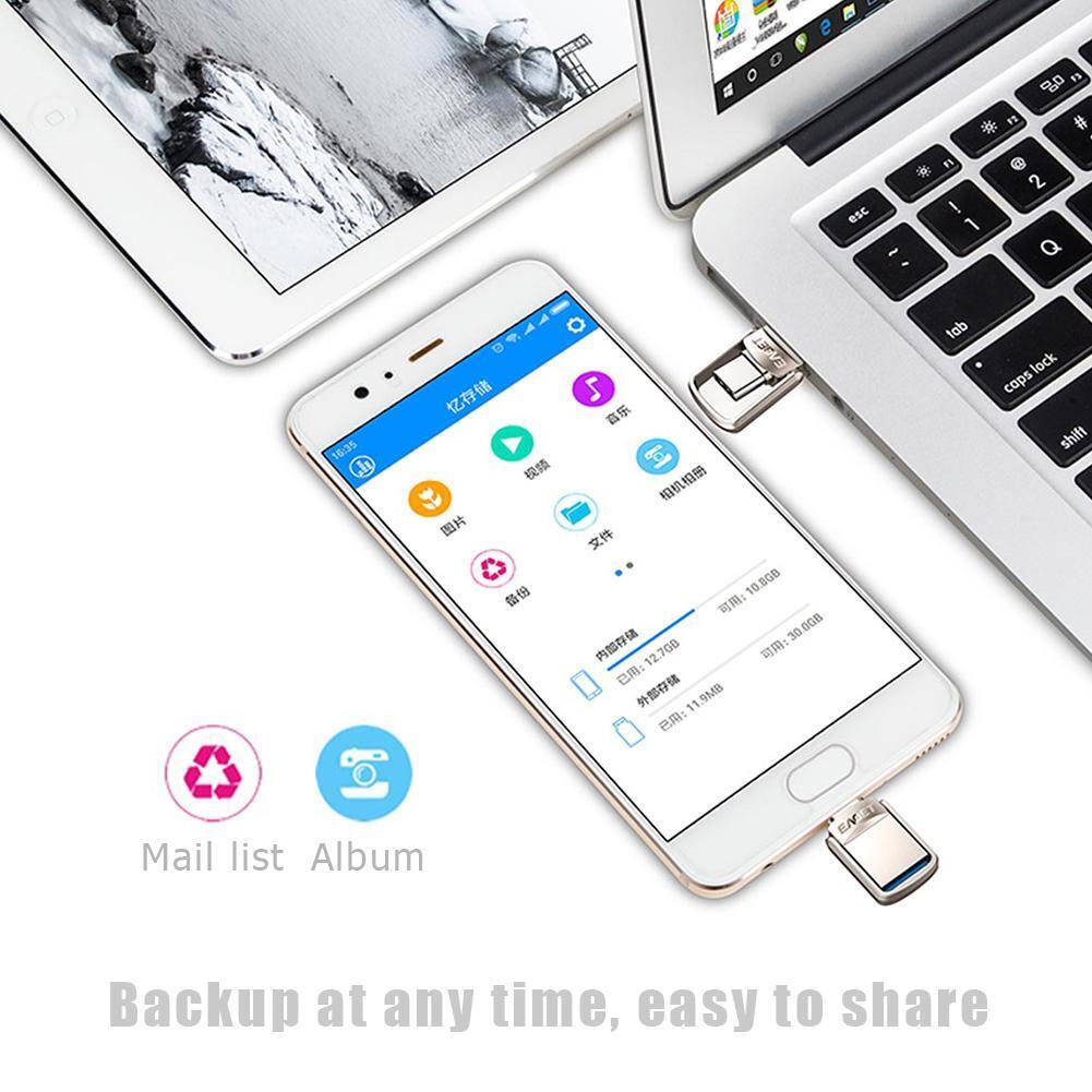EAGET CU20 Metal USB3.0 Flash Drive Stick Phone OTG Type C Pendrive (128GB)