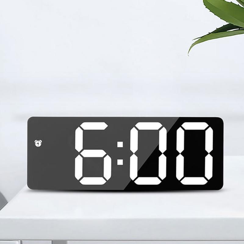 Digital LED Alarm Clock Thermometer Snooze Mirror Display Temperature Bedroom