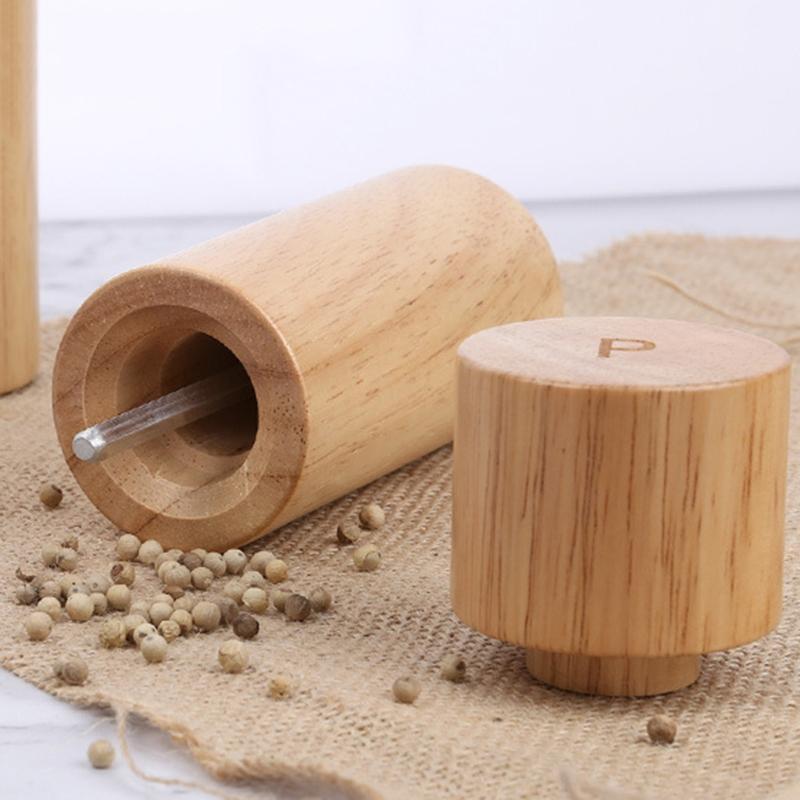 Wooden Salt and Pepper Grinder Set Pepper Grinder Salt Shaker Grinder for BBQ