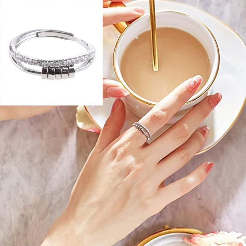 Diamond-studded Rotating Ring Fashion Female Five-ring Index Finger Ring