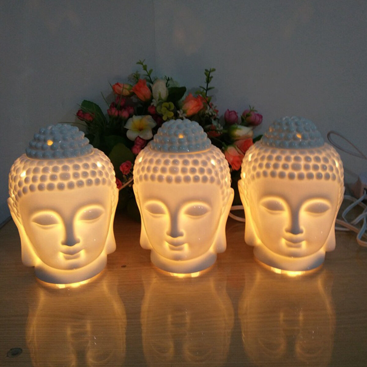 Essential Oil Burner Diffuser, Ceramic Buddha Head Aroma Candle Holders