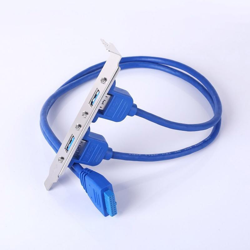 2x USB3.0 Female to Motherboard Mainboard 20Pin Cable Baffle Line Adapter 5Gbps